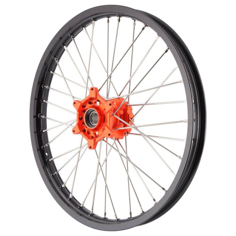 XTech Wheel Rim Front (1.40 X 17) Black Rim/Orange Hub/Silver Spokes