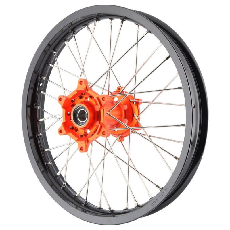 XTech Wheel Rim Front (1.40 X 19) Black Rim/Orange Hub/Silver Spokes