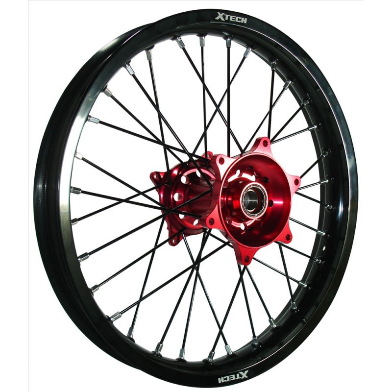 XTech Wheel Rim Rear (1.60 X 14) Black Rim/Red Hub/Silver Spokes