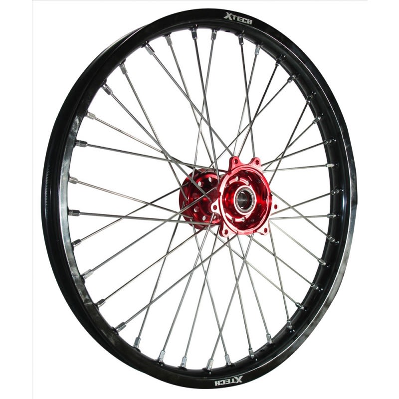 XTech Wheel Rim Front (1.40 X 19) Black Rim/Red Hub/Silver Spokes