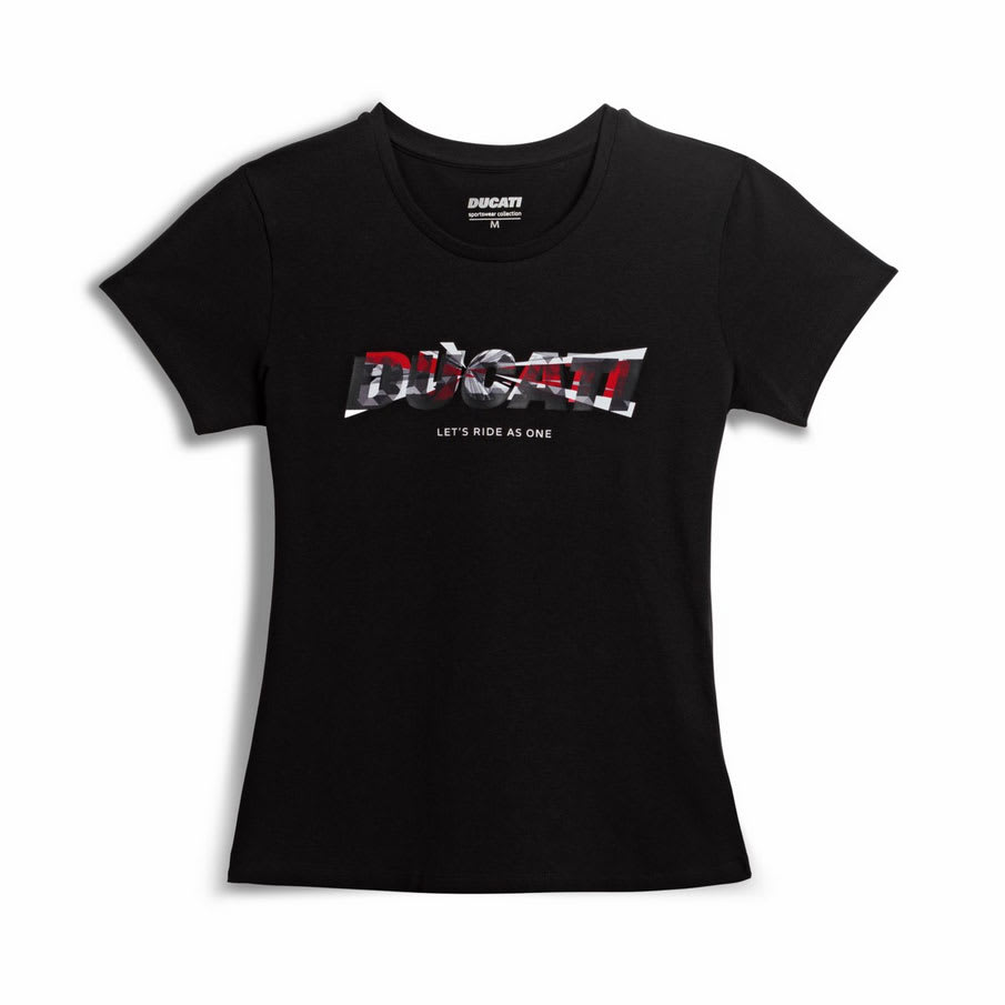 Ducati Logo Womens Black T-Shirt * Motorcycles R Us