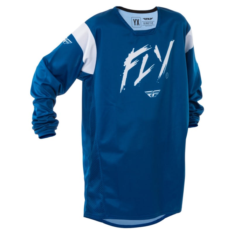 Fly Racing 2025 Kinetic MX Jersey Youth Stoke Navy/White