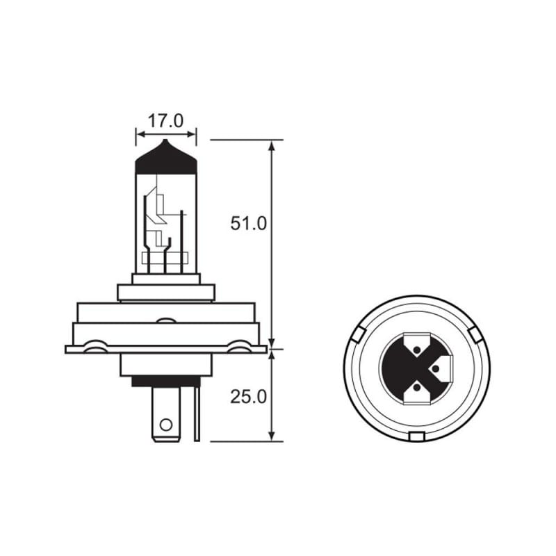 Bulb - Halogen - 12V 35/35W H4 P45T-41