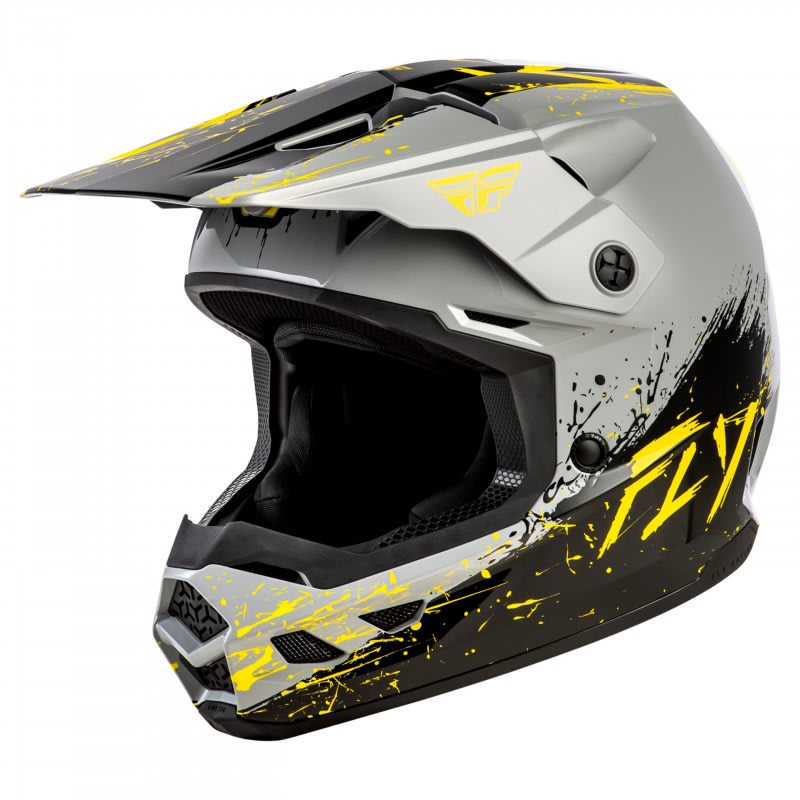 Fly Kinetic Youth Helmet Drip Grey/Black/Yellow