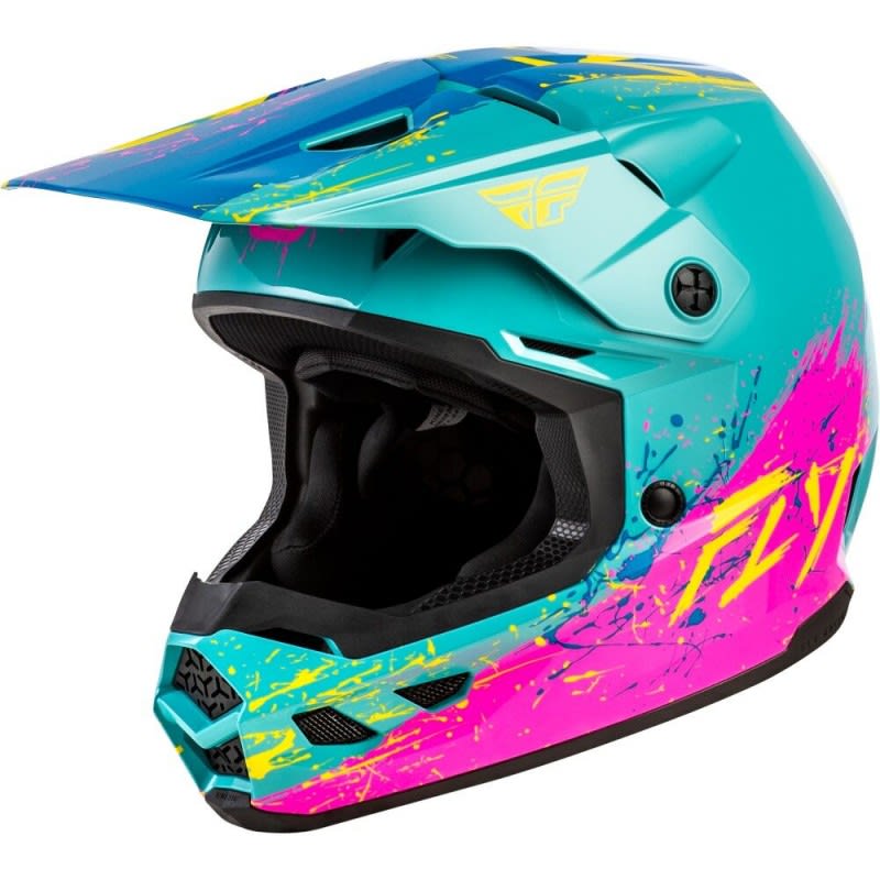 Fly Kinetic Youth Helmet Drip Turquoise/Pink/Yellow