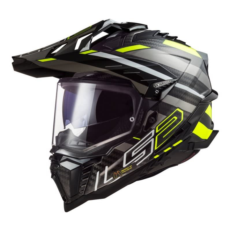 LS2 MX701 Explorer Helmet Carbon Edge Black/Hi-Vis Yellow