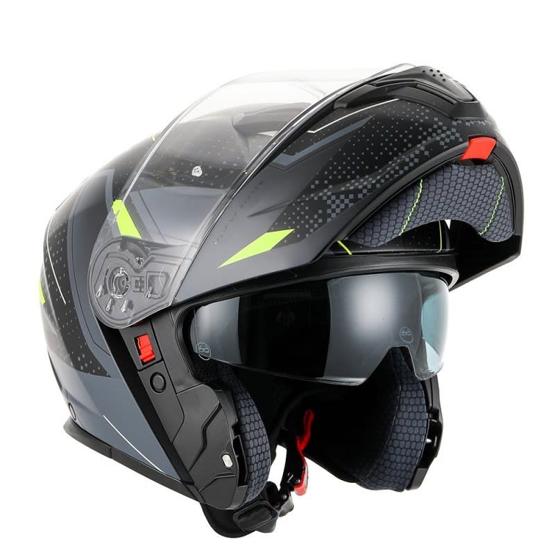 RXT 918 Flip-up Fusion Matt Black Grey Fluro Helmet
