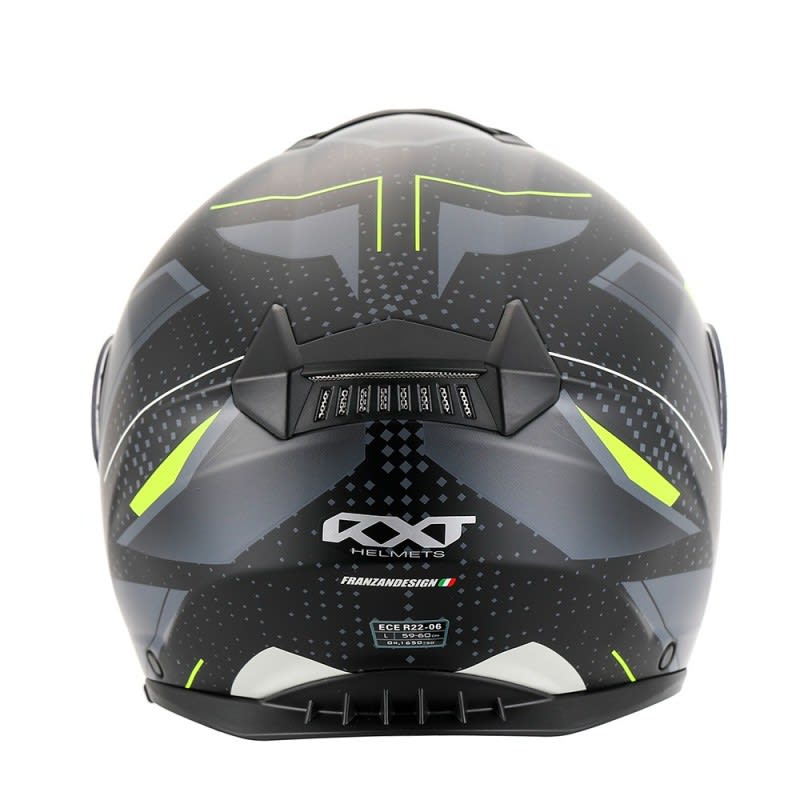 RXT 918 Flip-up Fusion Matt Black Grey Fluro Helmet