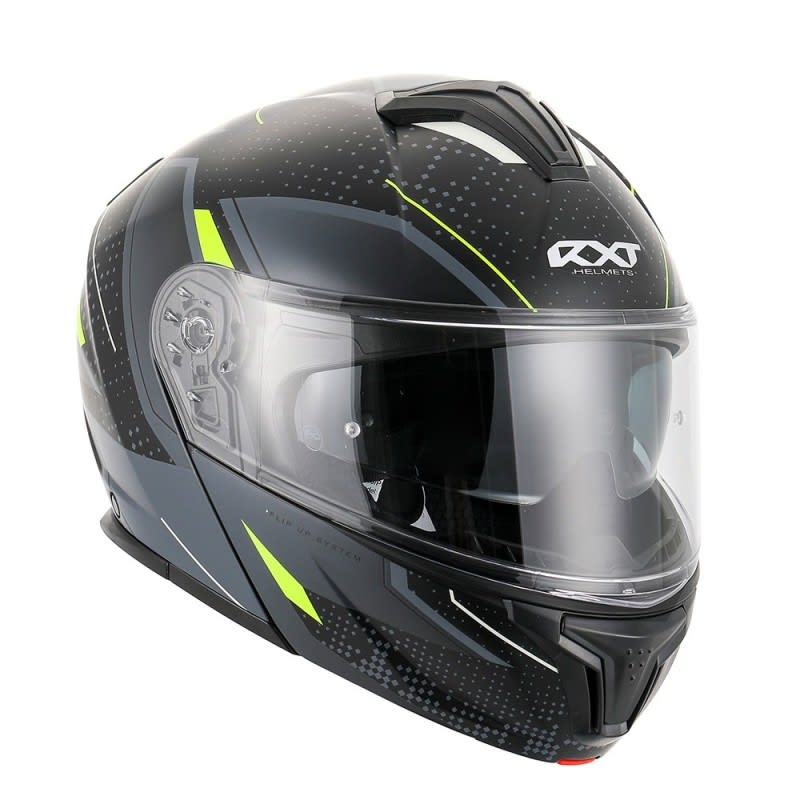 RXT 918 Flip-up Fusion Matt Black Grey Fluro Helmet
