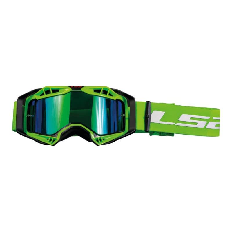 LS2 Aura Pro Goggle - Hi-vis Green With Iridium Lens