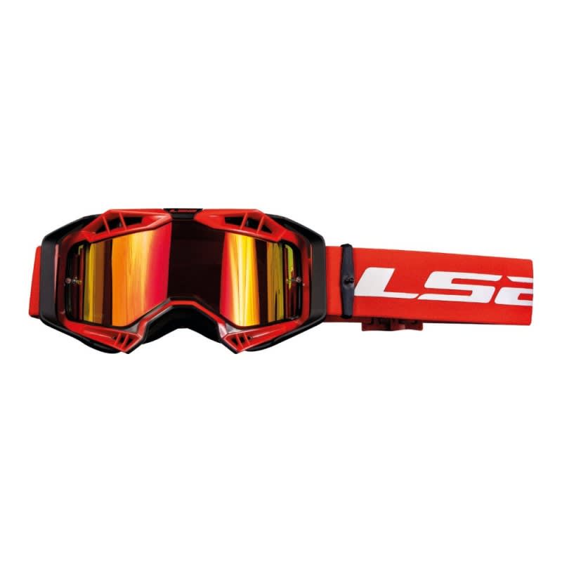 LS2 Aura Pro Goggle - Red With Iridium Lens