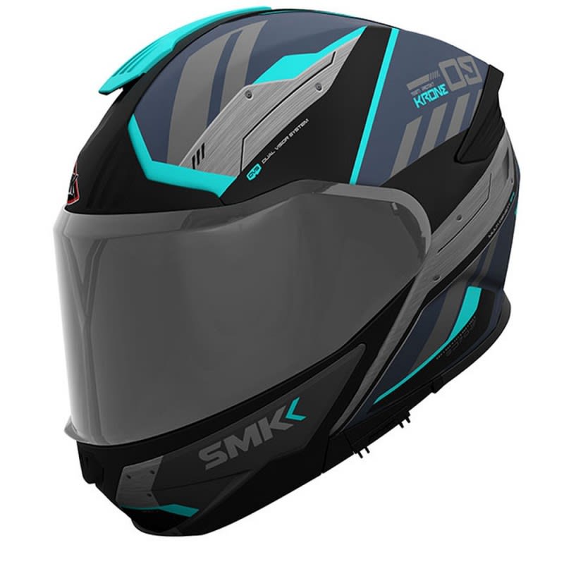 SMK Gullwing Helmet Tekker MA265 - Matte Black/Grey/Blue