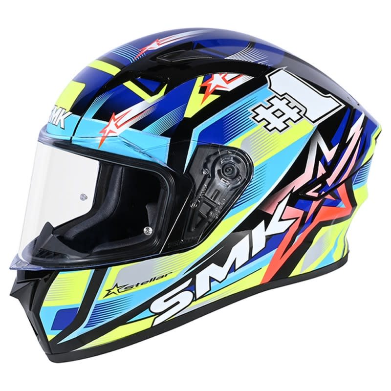 SMK Stellar Sport Helmet Uno GL254 - Black/Blue/Yellow