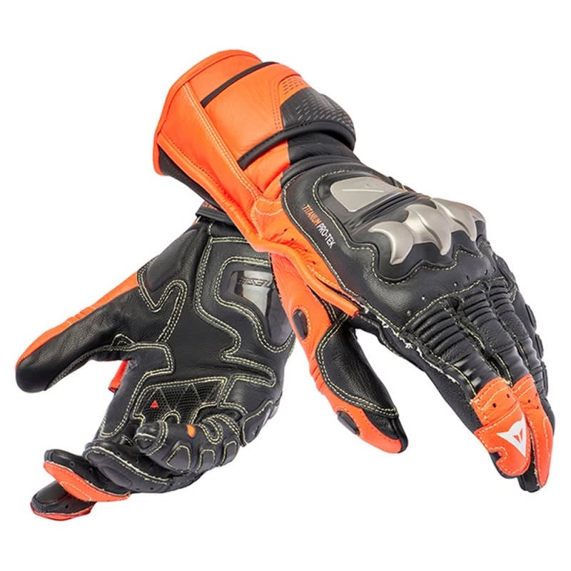 Dainese Full Metal 7 Leather Gloves - Black/Fluoro Red