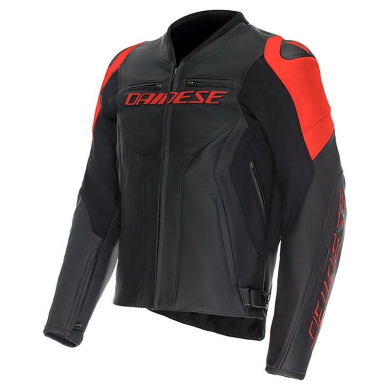 Dainese Racing 5 Jacket - Perforated Leather - Black/Fluoro Red