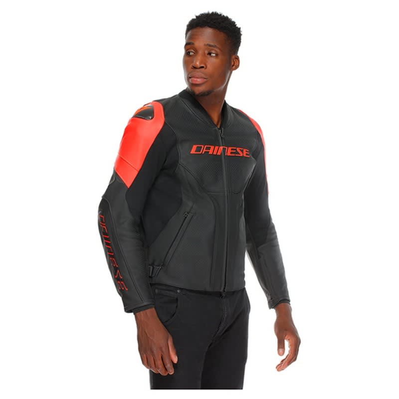Dainese Racing 5 Jacket - Perforated Leather - Black/Fluoro Red