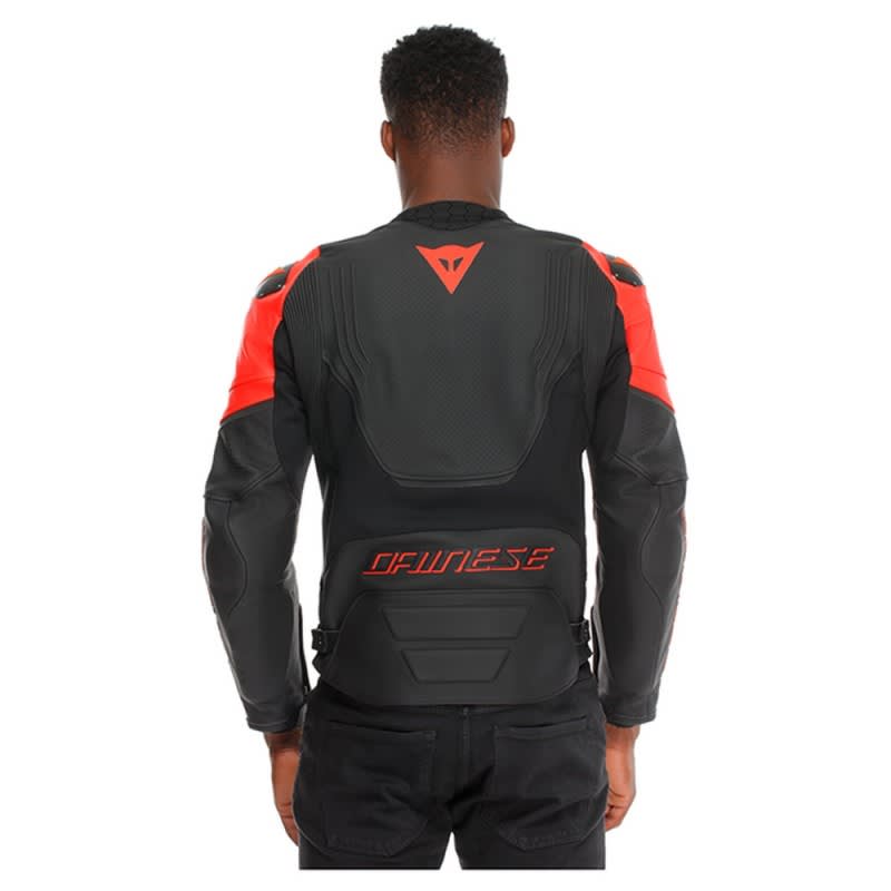 Dainese Racing 5 Jacket - Perforated Leather - Black/Fluoro Red