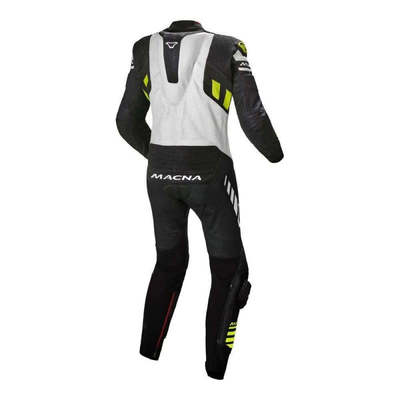 Macna Tracktix 1 Piece Suit - Black/White/Neon/Yellow