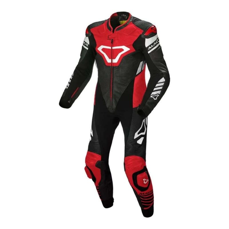 Macna Tracktix 1 Piece Suit - Black/Red/White