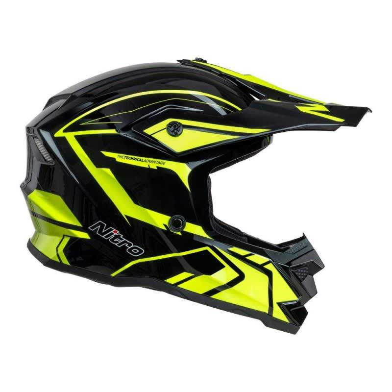 Nitro MX710 Shard II Gloss Fluro Yellow/Black Youth Helmet