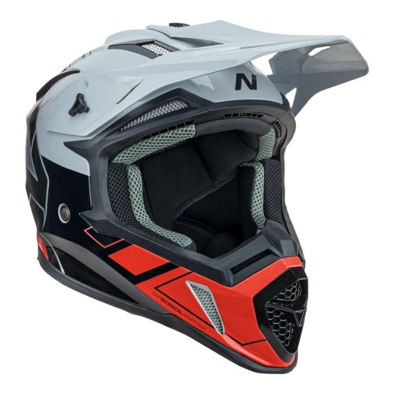 Nitro MX760 Hyper Gloss Silver/Grey/Black/Red Helmet