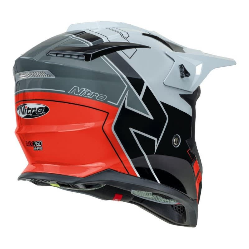 Nitro MX760 Hyper Gloss Silver/Grey/Black/Red Helmet