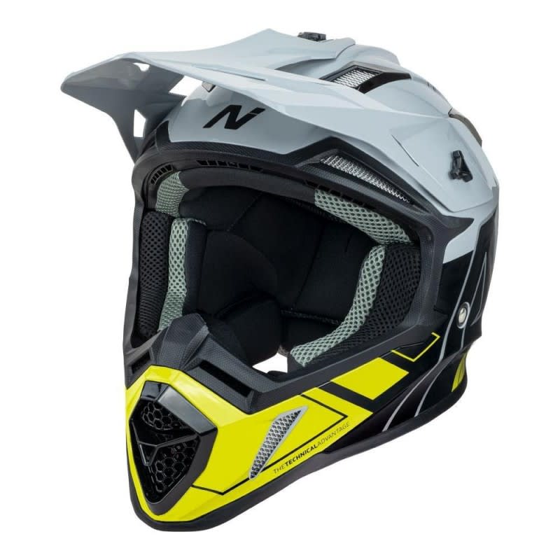 Nitro MX760 Hyper Gloss Silver/Grey/Black/Fluro Yellow Helmet