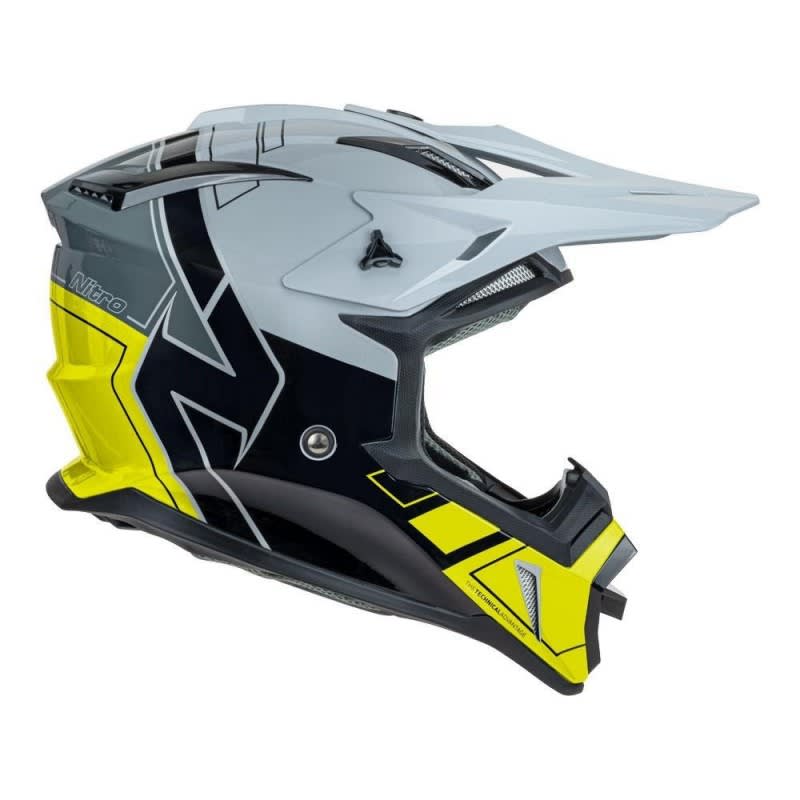 Nitro MX760 Hyper Gloss Silver/Grey/Black/Fluro Yellow Helmet
