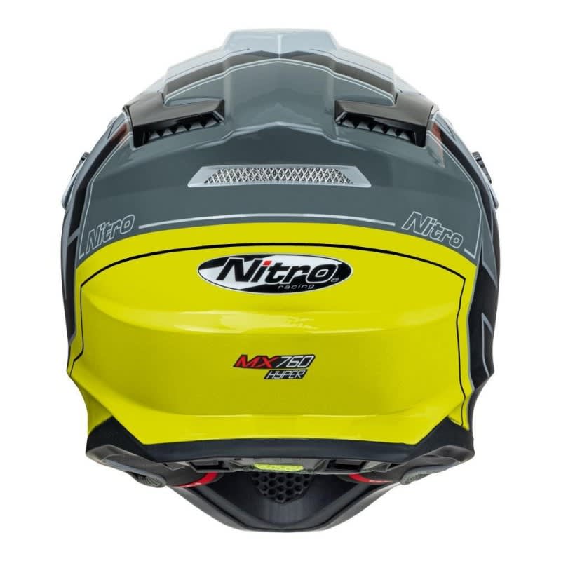Nitro MX760 Hyper Gloss Silver/Grey/Black/Fluro Yellow Helmet