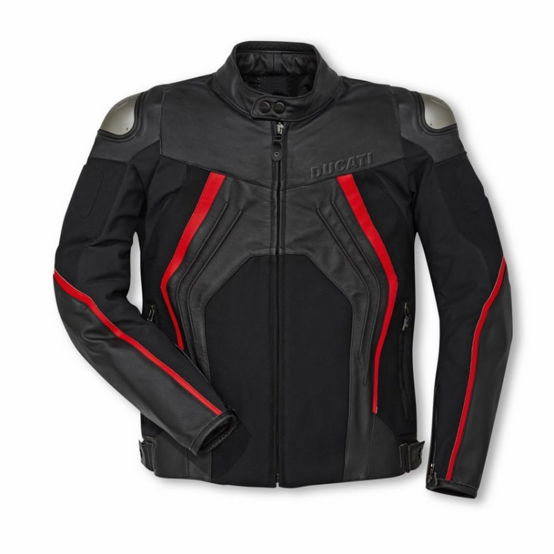 Ducati Fighter C1 Leather-Fabric Jacket Mens Black/Red