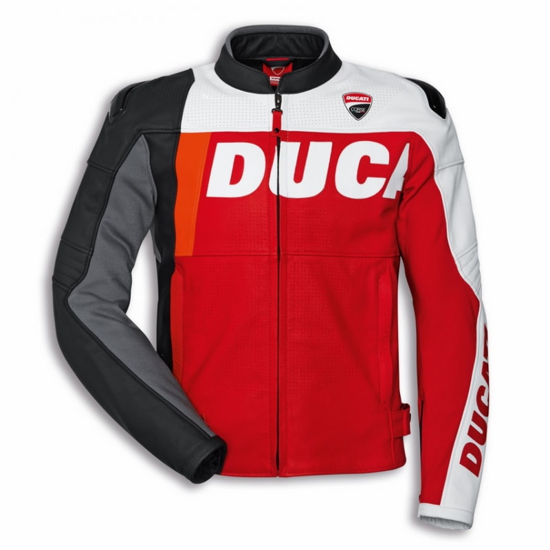 Ducati Speed Evo C2 Leather Jacket Mens Red/White/Black