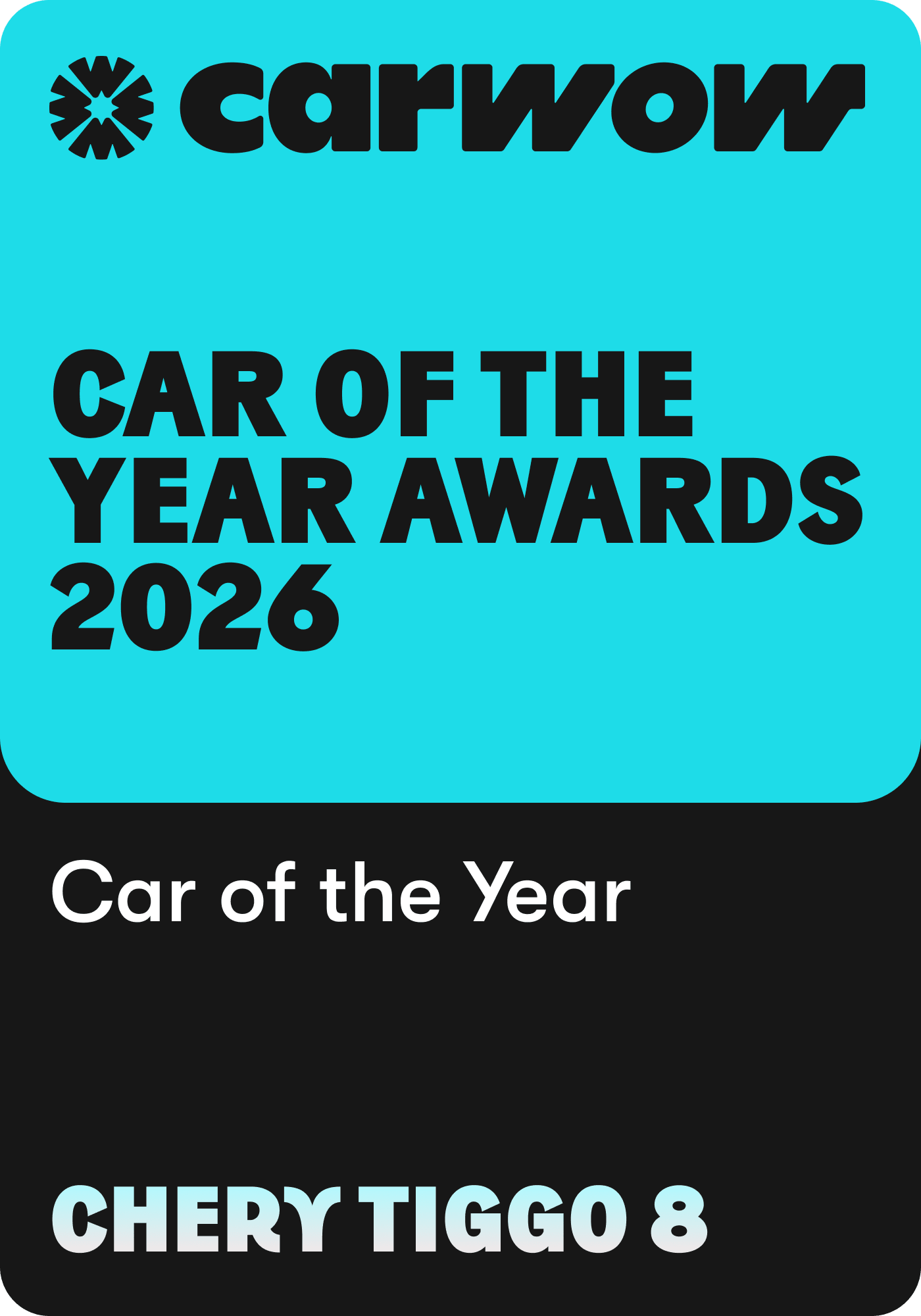 carwow Car of the Year Awards 2026 - Car of the Year, Chery TIGGO 8