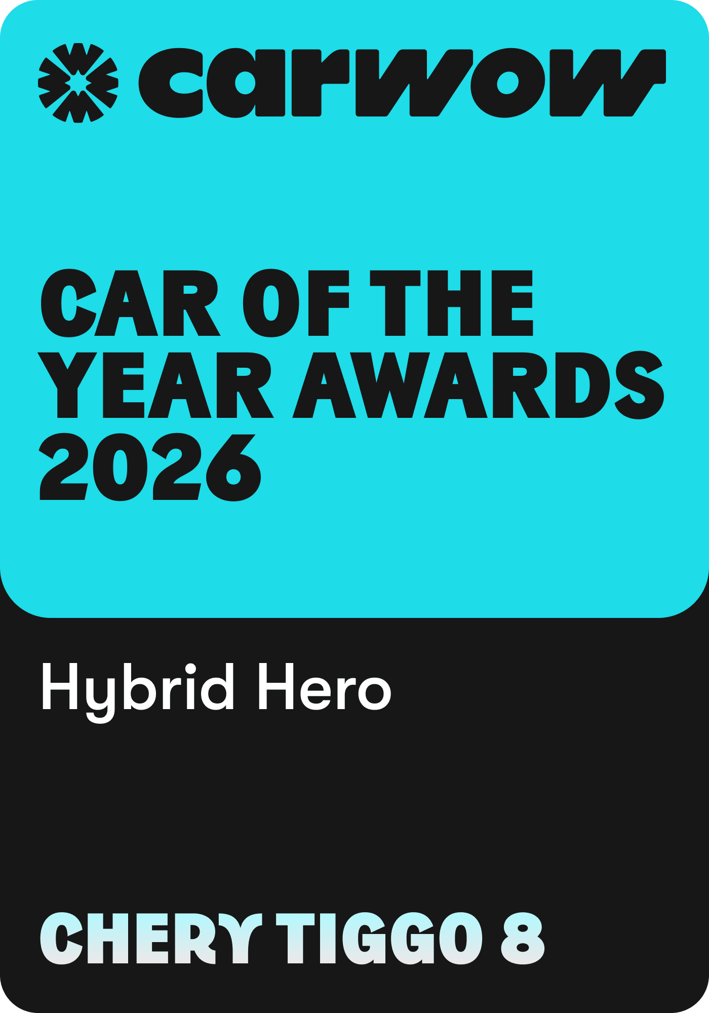 carwow Car of the Year Awards 2026 - Hybrid Hero, Chery TIGGO 8