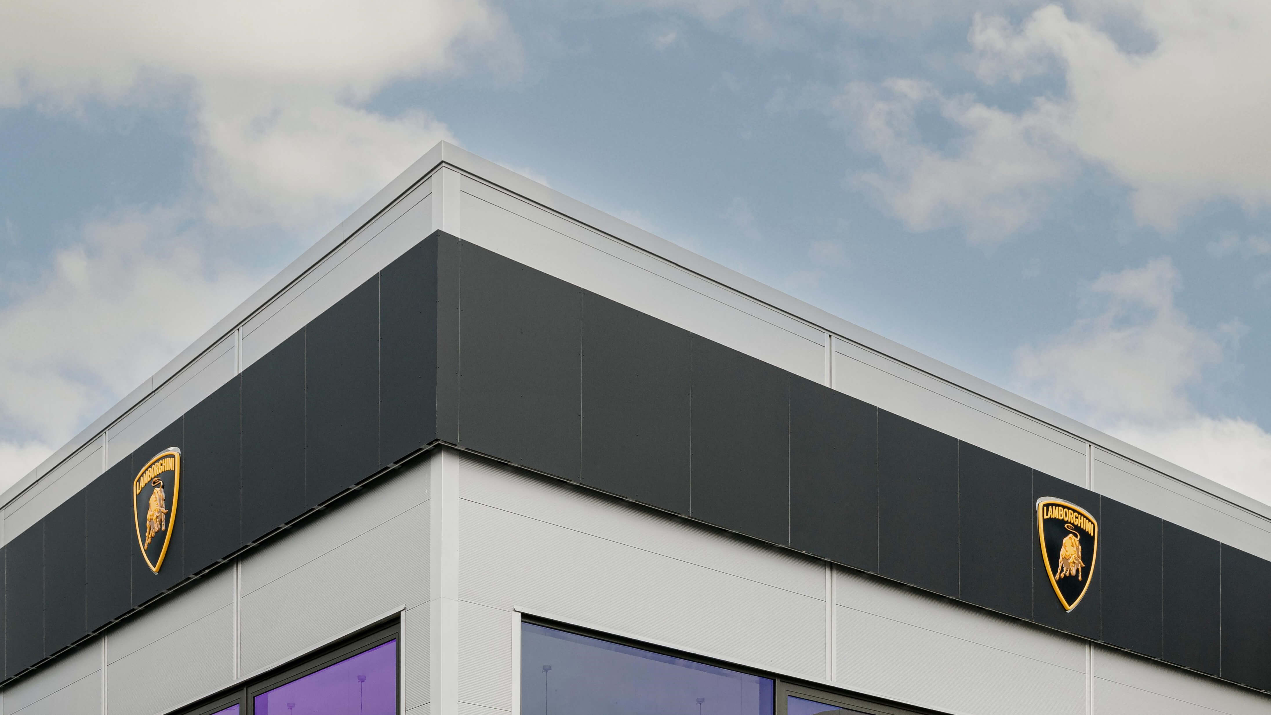 Lamborghini dealership at night