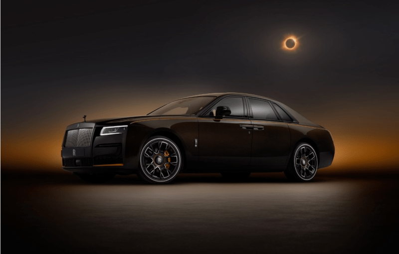 Rolls-Royce Ékleipsis Ghost in a luxury setting, showcasing its bespoke design and elegant features.