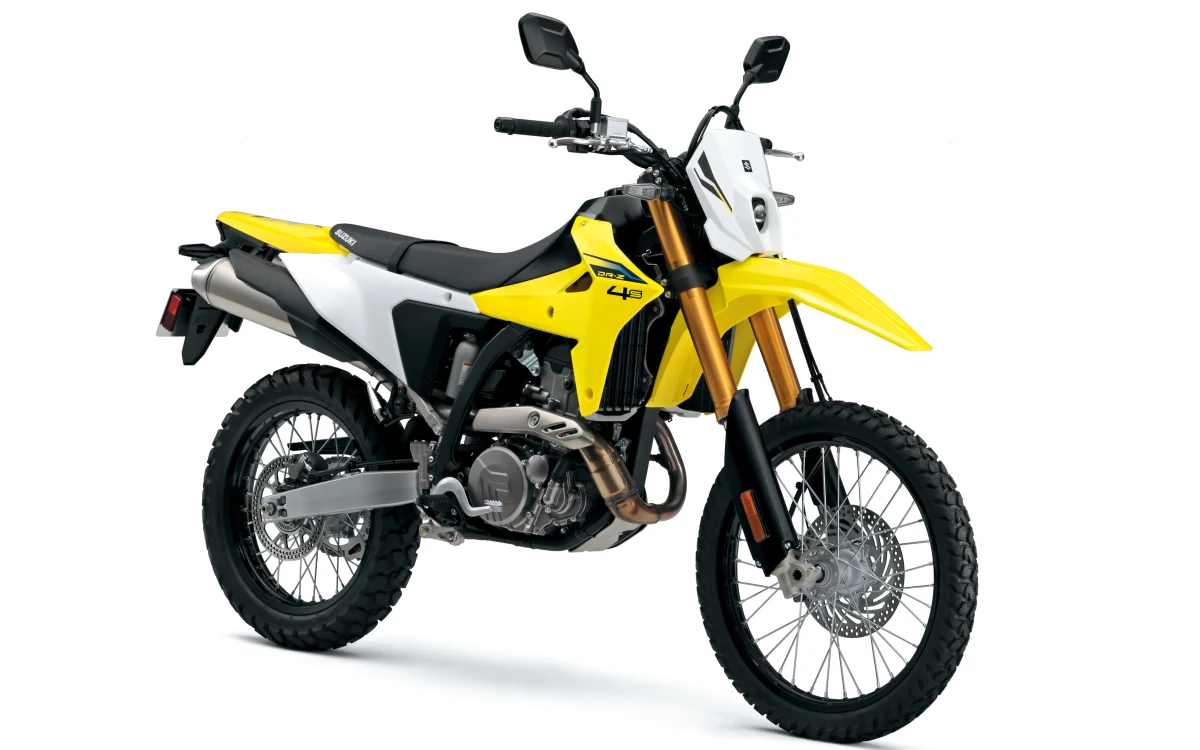 Schlanke Erscheinung im typischen Suzuki-Gelb: Die Enduro DR-Z4S.