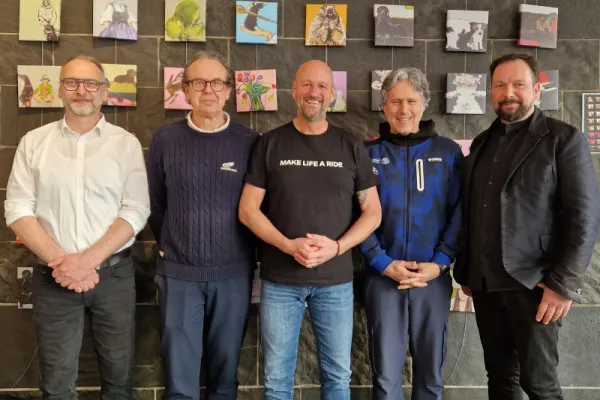 Das vervollständigte IVM-Präsidium mit (v.l.): IVM-Hauptgeschäftsführer Uwe Seitz, Albert Erlacher (Honda), Mike Sommer (BMW Motorrad), Marcel Driessen (Yamaha) und André Walek (2Ride Group).