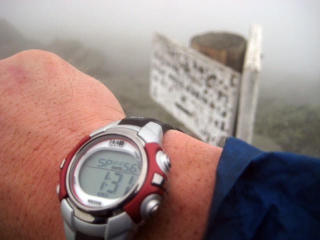 Rob's watch at the summit sign