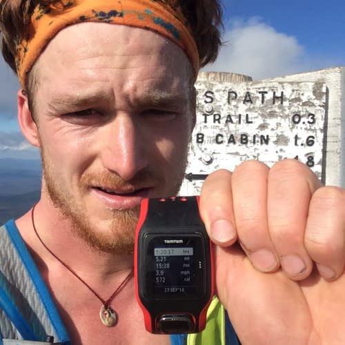 Jeff showing his watch at the summit