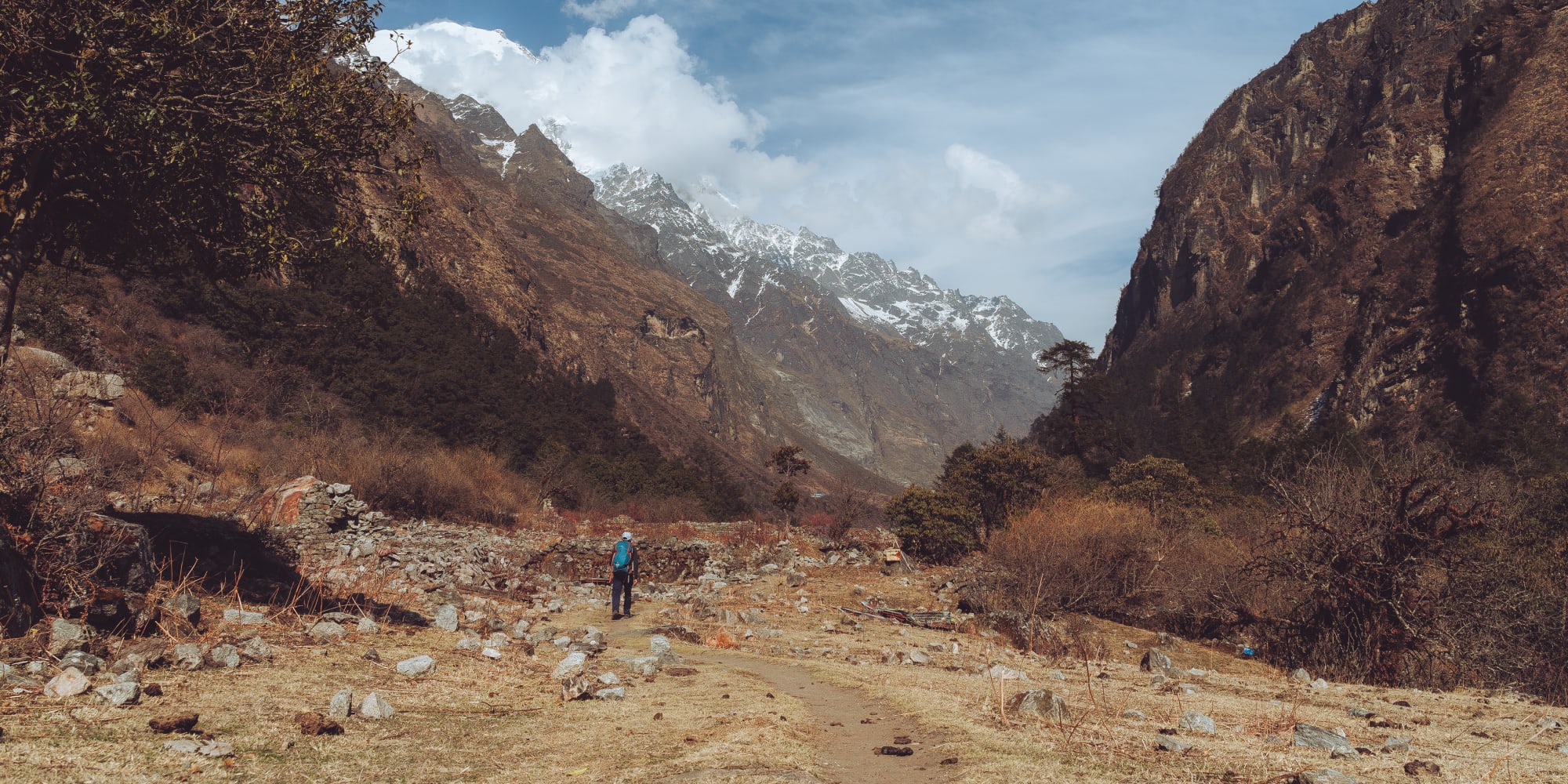 a person walking in a valley