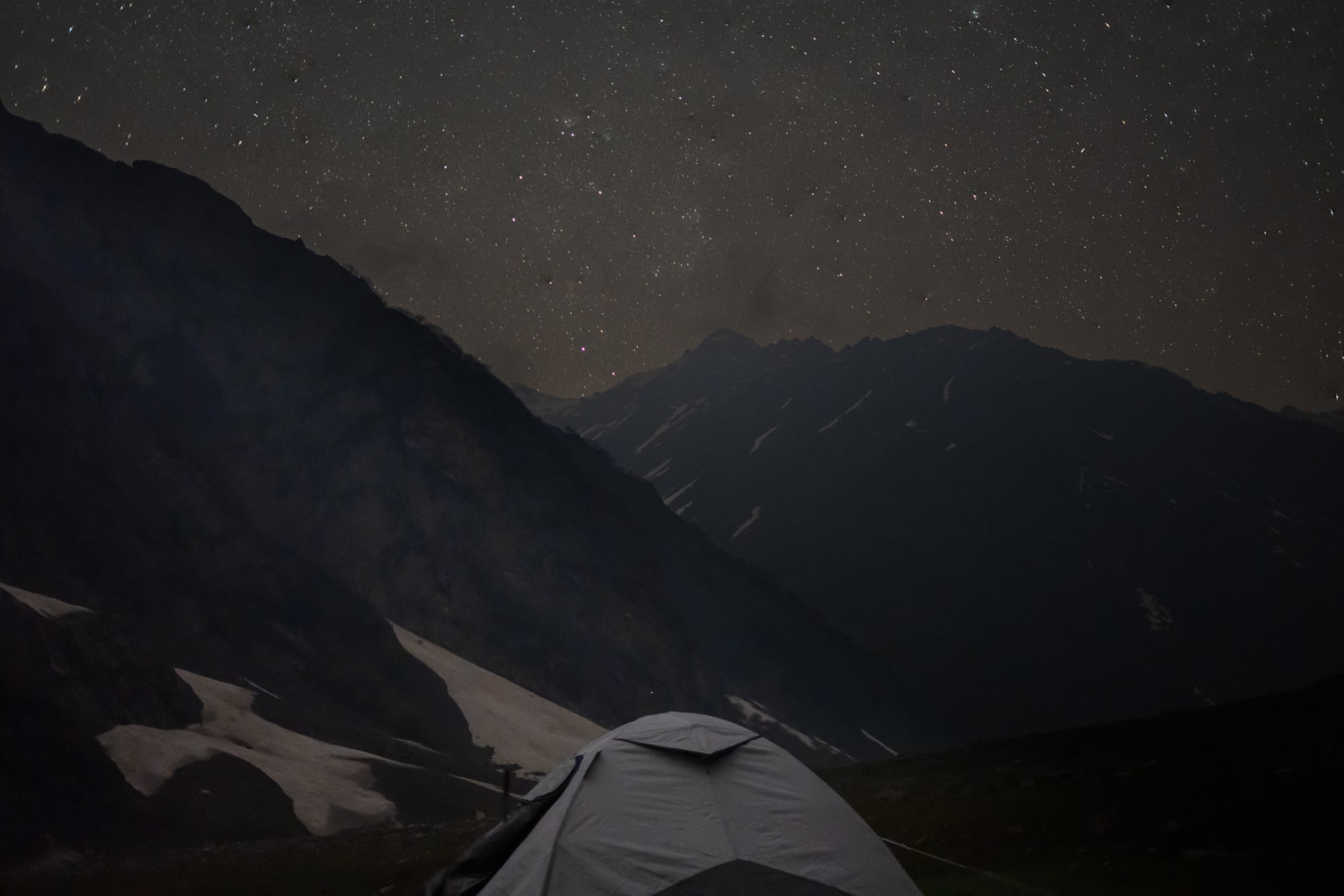 tent with starts at campsite Mulling