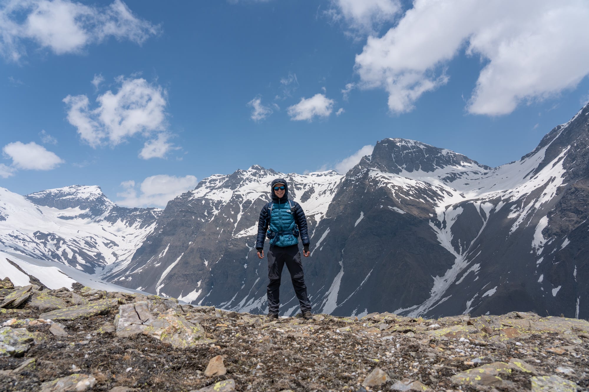 A person on top of a mountain at Kara lake