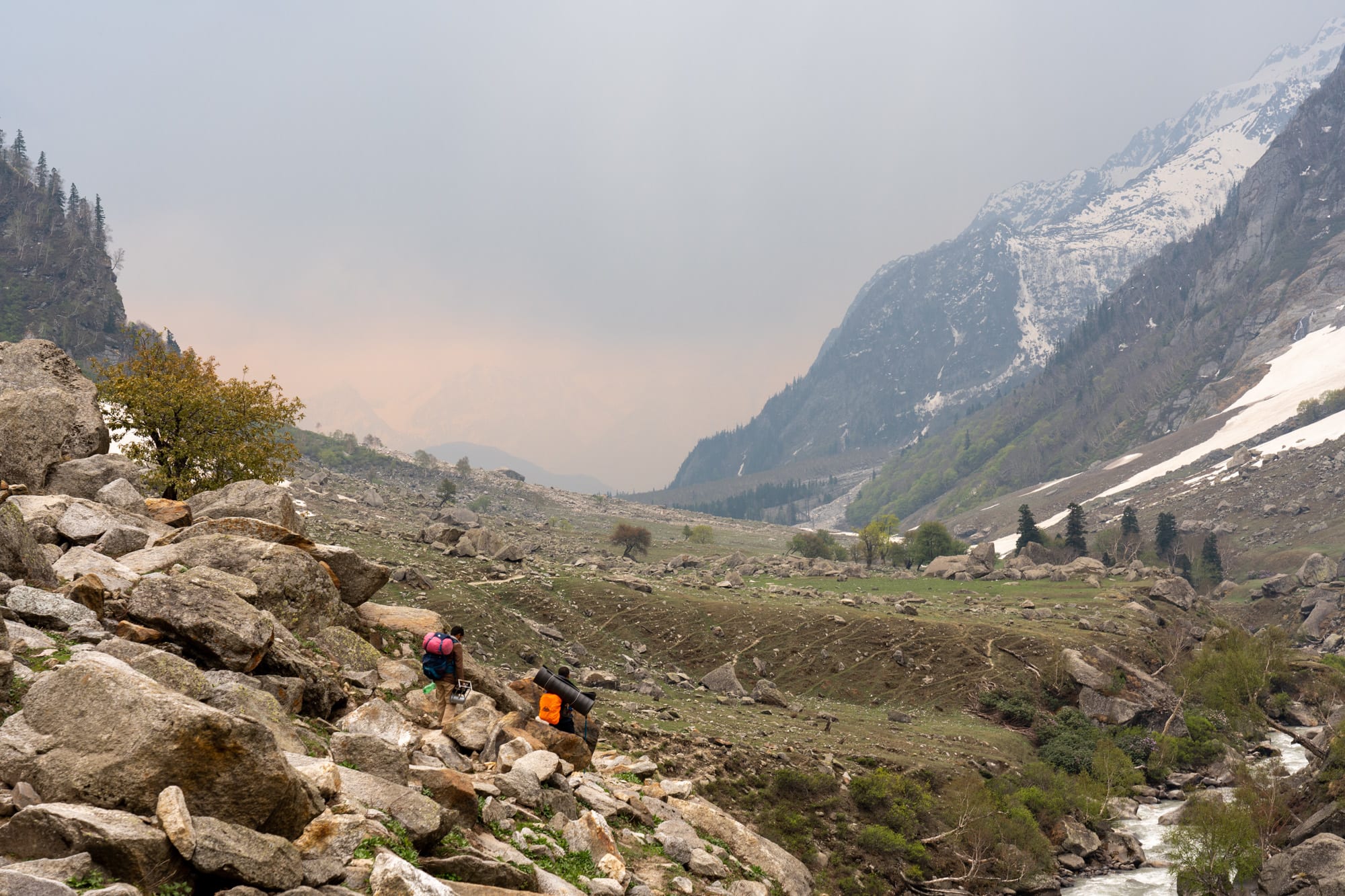 Bhaba valley in Kinnaur with dark clouds