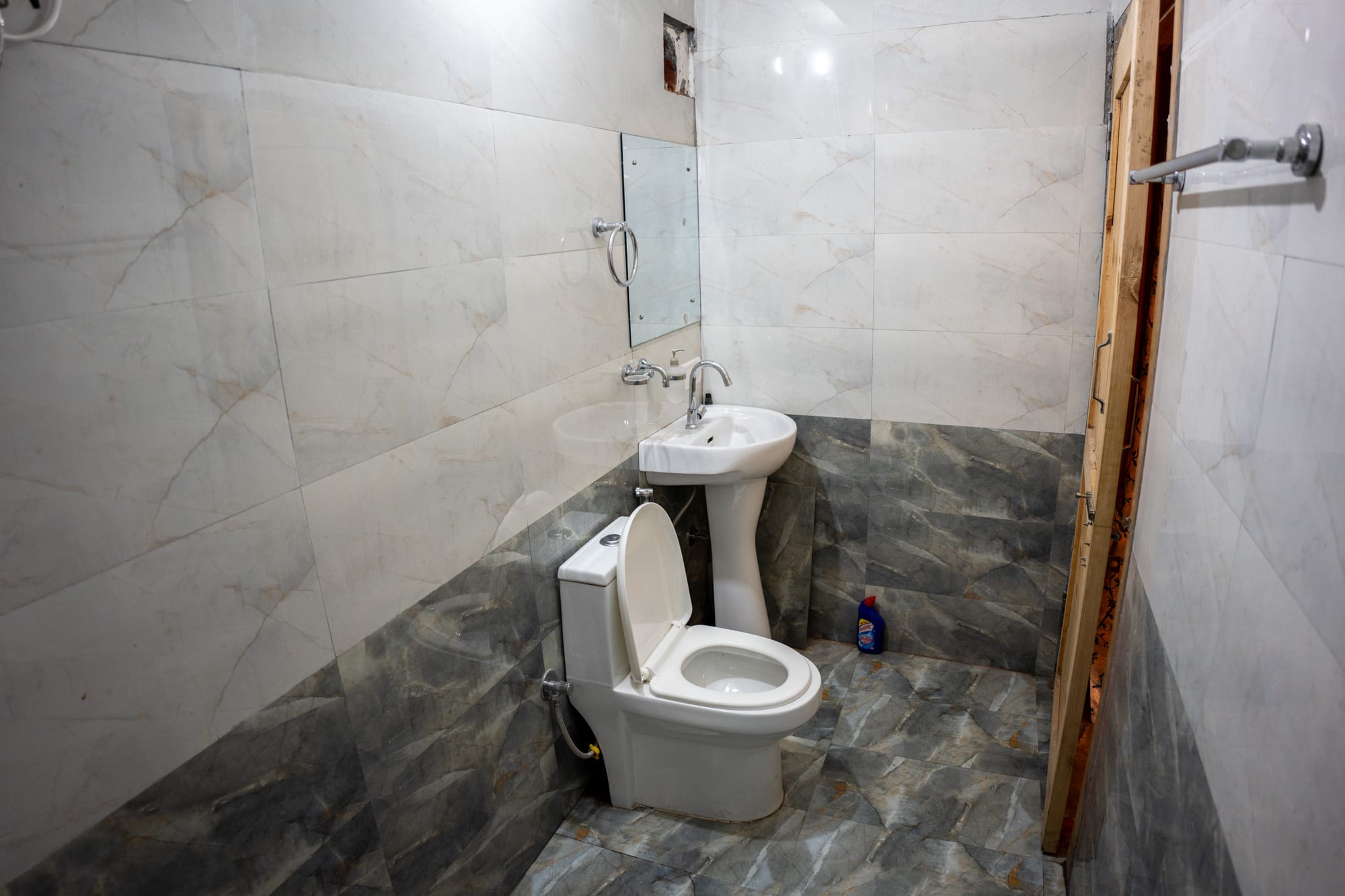 Washroom with toilet and shower