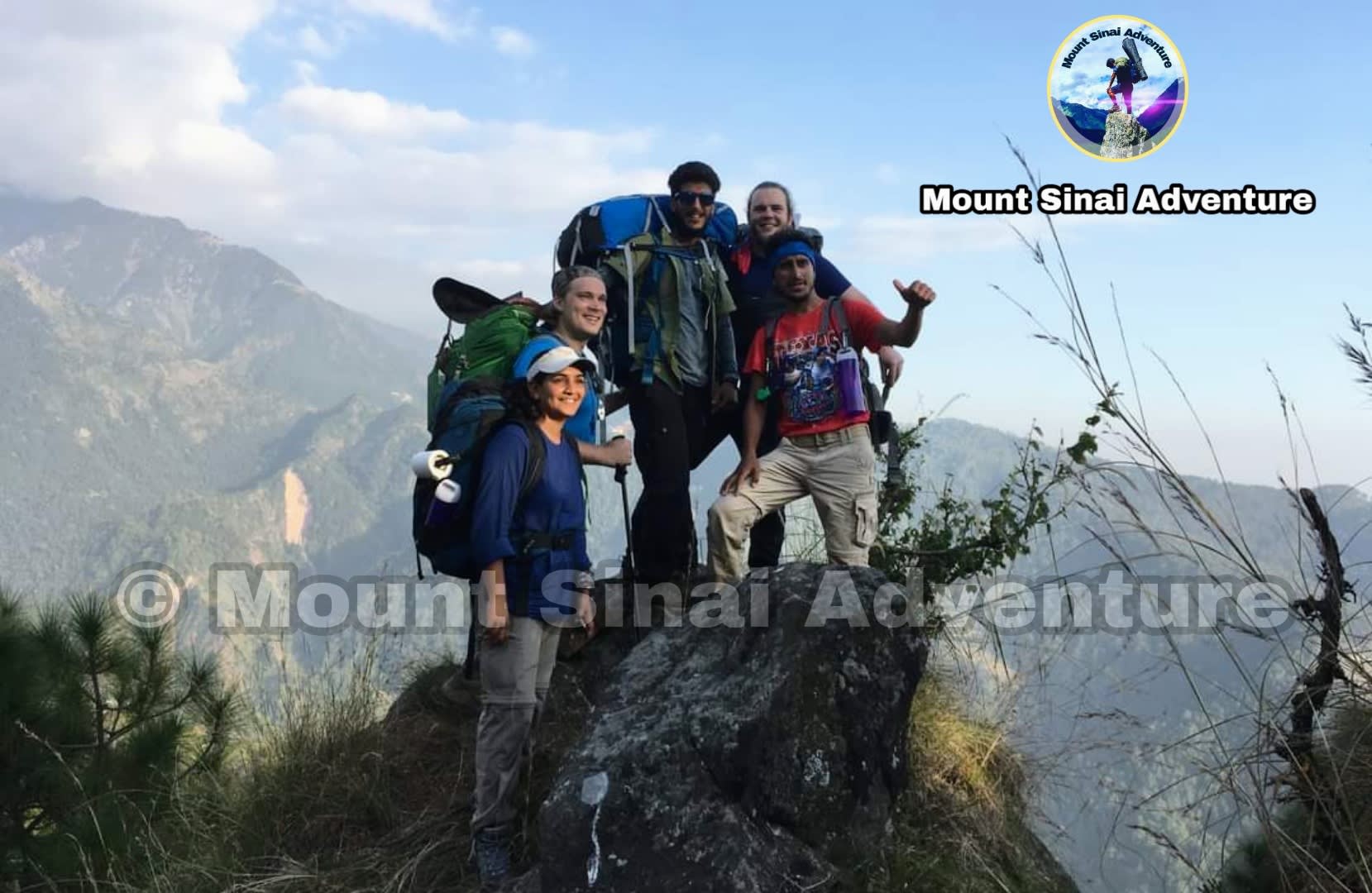 group picture from a trek of Mount Sinai Adventure