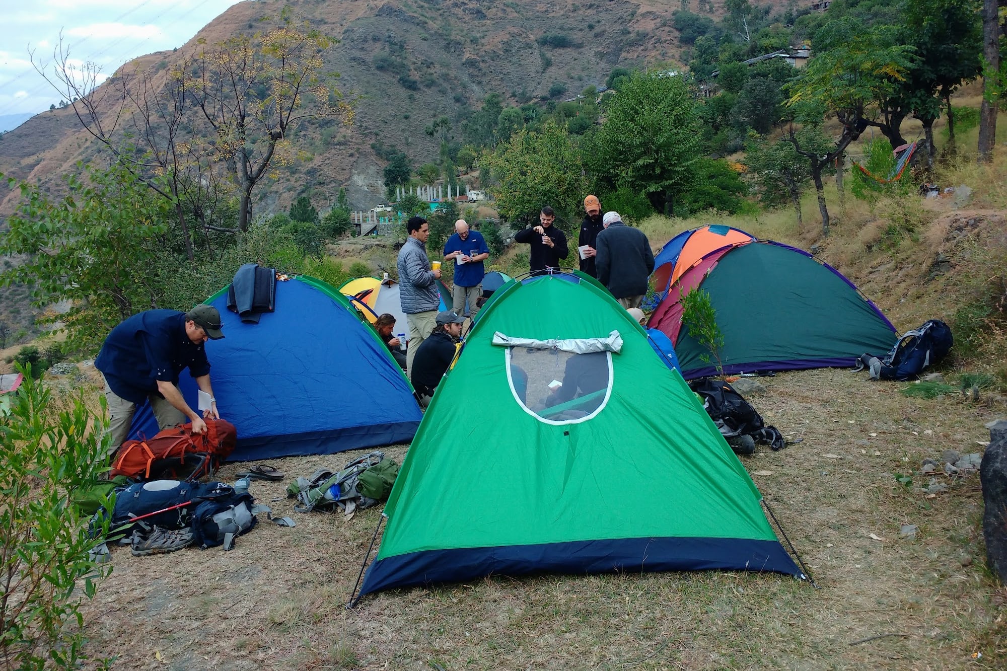 Camping in the apple orchard