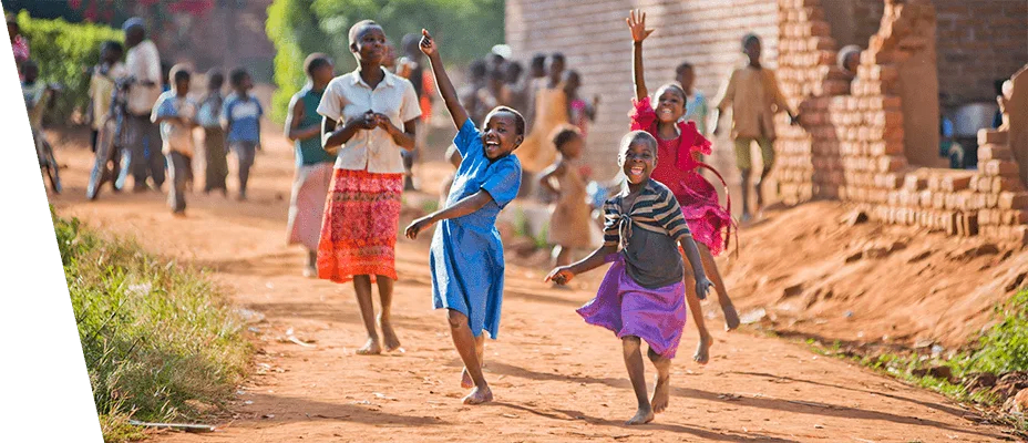 Happy girls walking outside their school