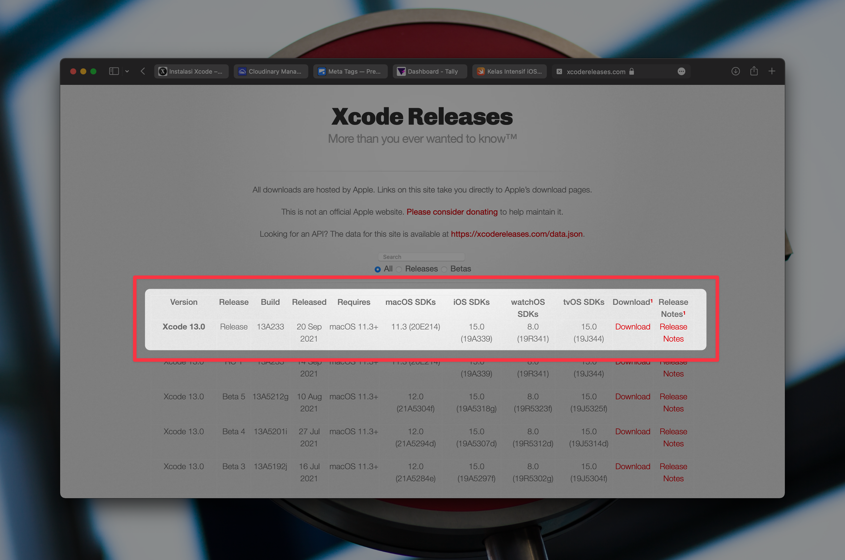 Xcode Releases