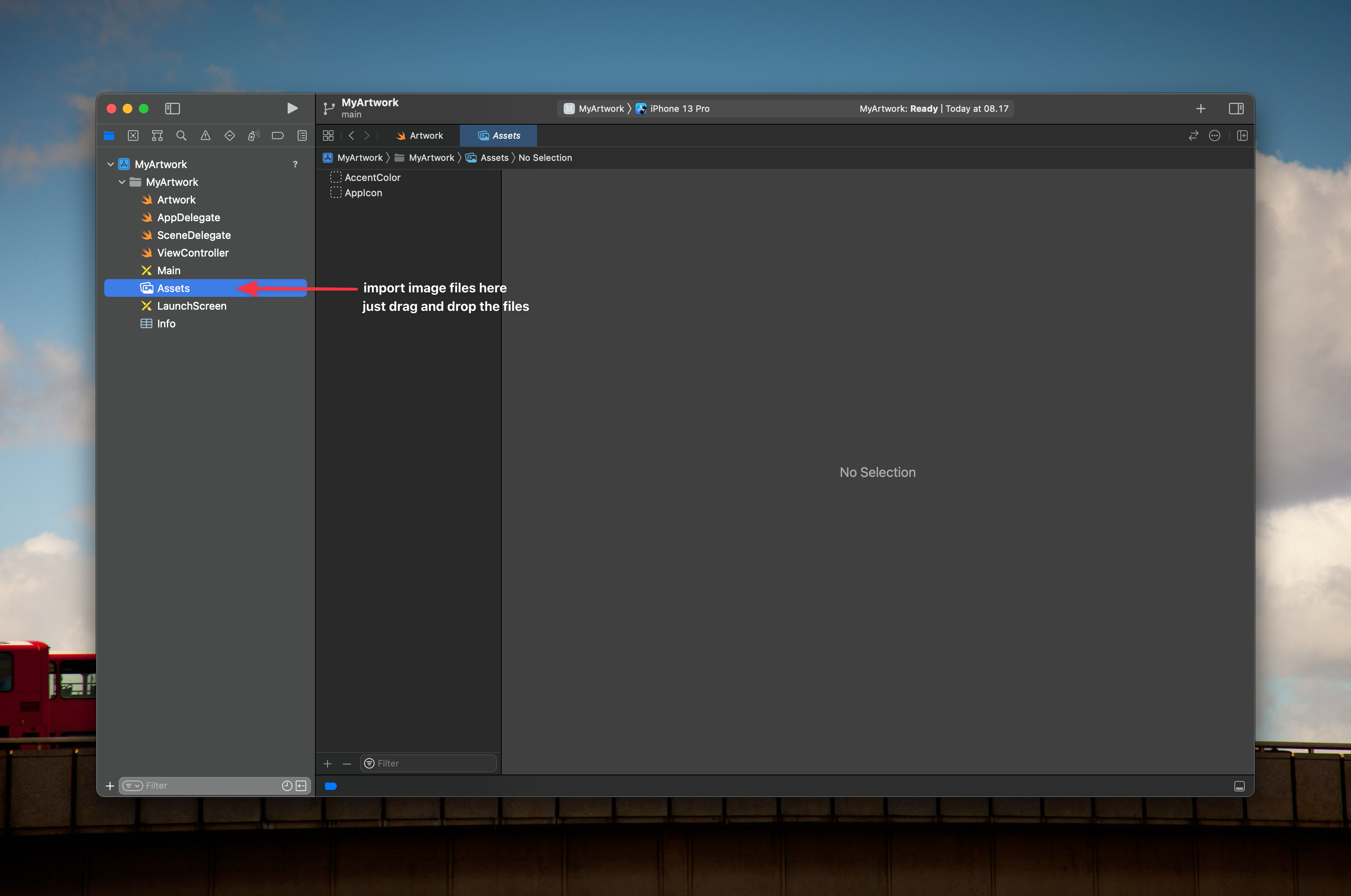 Drag and drop image to Assets