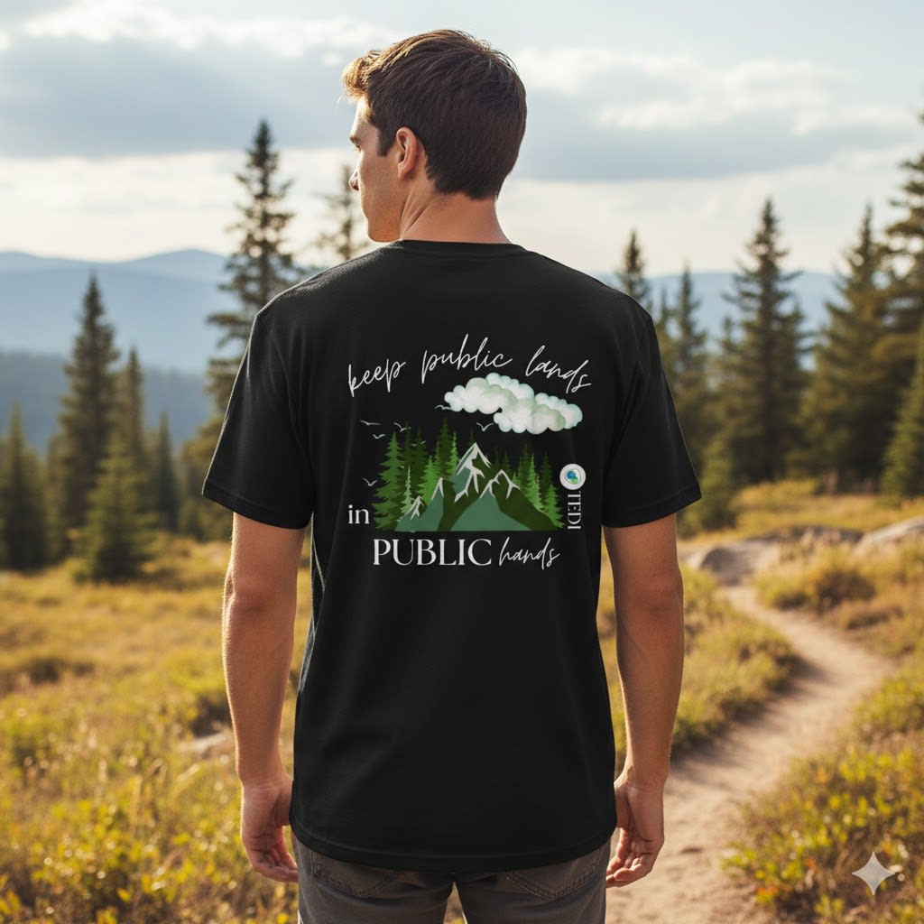 Sustainable merchandise including eco-friendly t-shirts and tote bags